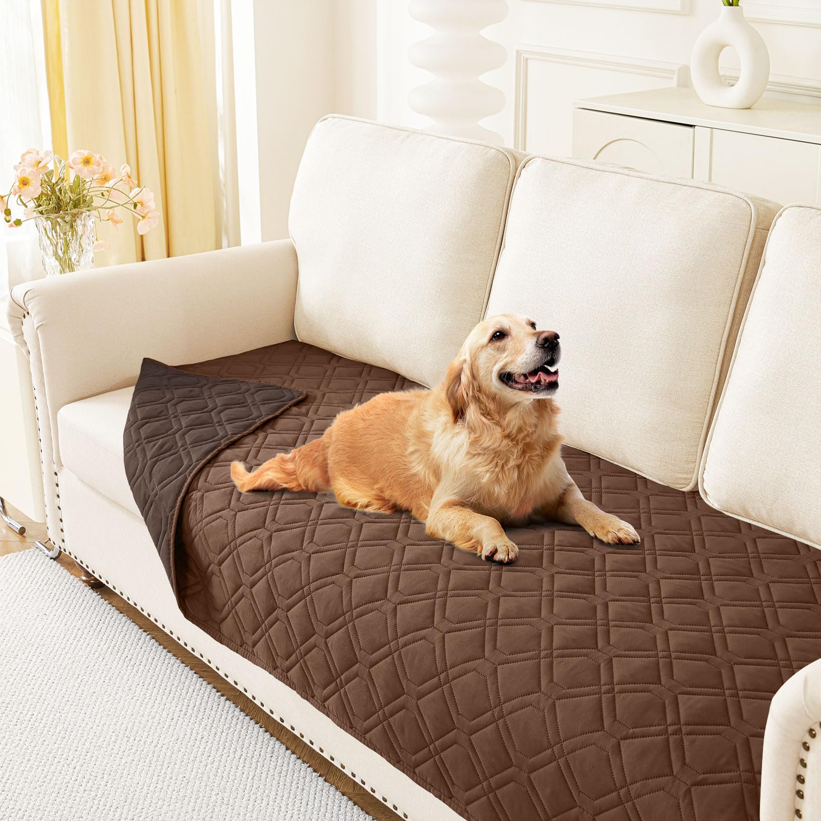 hyha Waterproof Dog Bed Blanket, Soft Pet Blankets, Waterproof Couch Cover for Dogs, Reversible Sofa Covers Washable for Furniture (30x70 Inch, Grey/Dark Grey)